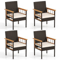 Gymax Set Of 4 Patio Dining Chairs W Removable Padded Cushion Acacia