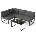 Gymax Set Of 4 Patio Furniture Set W Cushions Tempered Glass Coffee