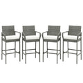 Gymax Set Of 4 Rattan Patio Bar Stools Outdoor Bar Height Chairs W