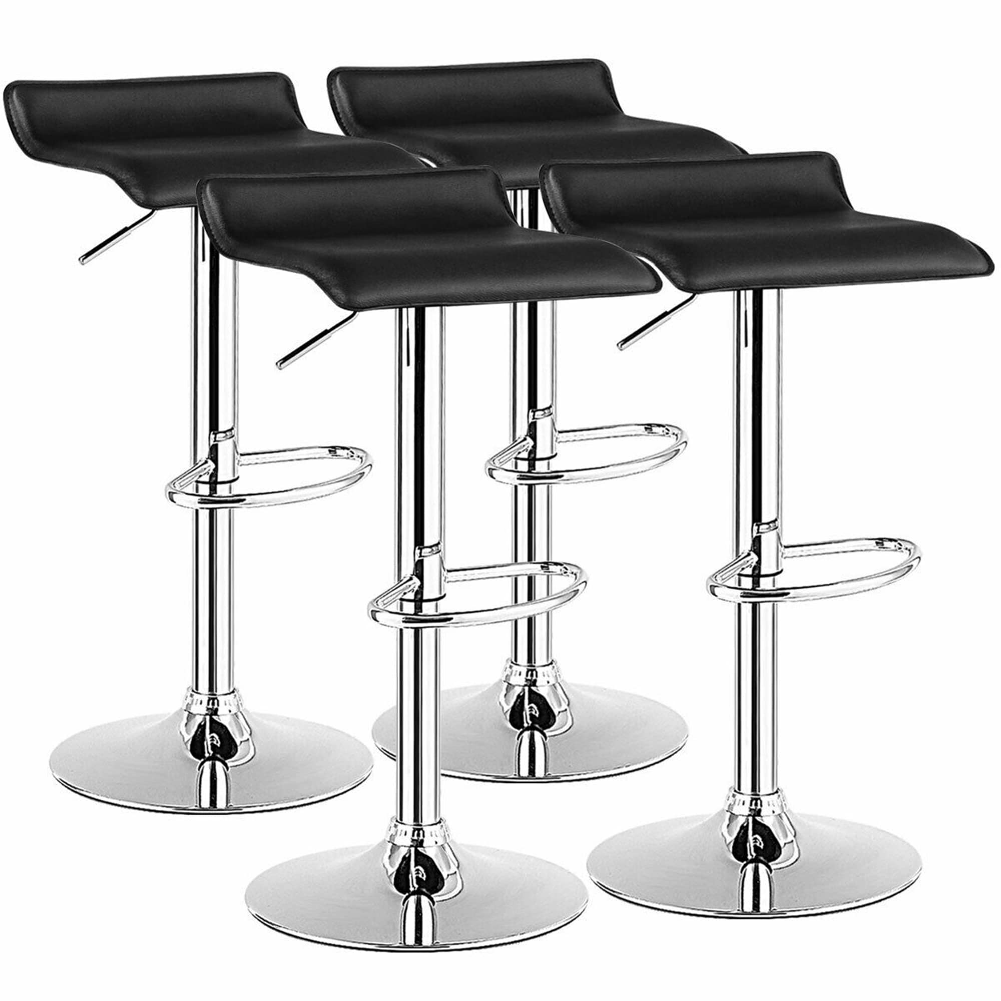 Gymax Set Of 4 Swivel Bar Stool Pu Leather Adjustable Kitchen Counter See Details