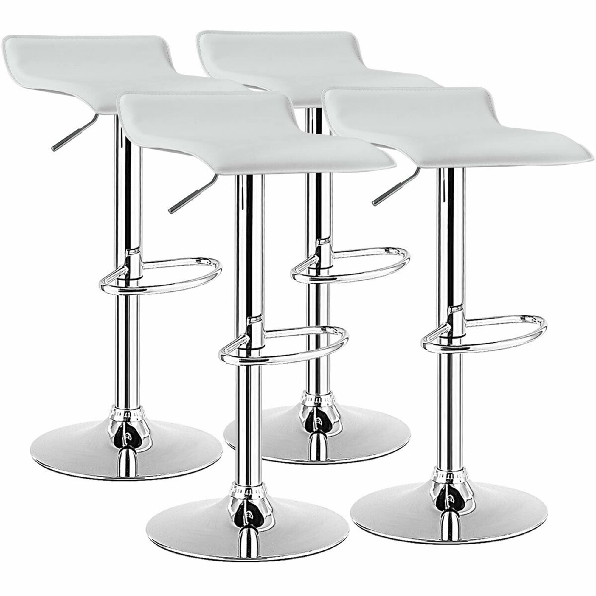 Gymax Set Of 4 Swivel Bar Stool Pu Leather Adjustable Kitchen Counter. See Details