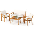Gymax Set Of 4 Wood Furniture Set W Coffee Table Seat Back Cushions