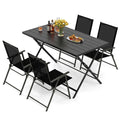 Gymax Set Of 5 Foldable Outdoor Dining Setlarge Rectangular Metal