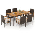 Gymax Set Of 7 Pe Wicker Patio Dining Set W 1.97 Umbrella Hole
