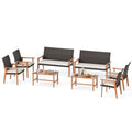 Gymax Set Of 8 Patio Furniture Set W Acacia Wood Coffee Table Soft