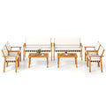 Gymax Set Of 8 Wood Furniture Set W Coffee Table Seat Back Cushions