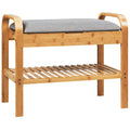 Gymax Shoe Rack Bench Bamboo W Cushioned Seat Storage Shelf Padded See Details