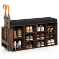 Gymax Shoe Storage Bench W Umbrella Standpadded Seat Adjustable