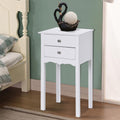 Gymax Side Table End Accent Table Night Stand W 2 Drawers Furniture White