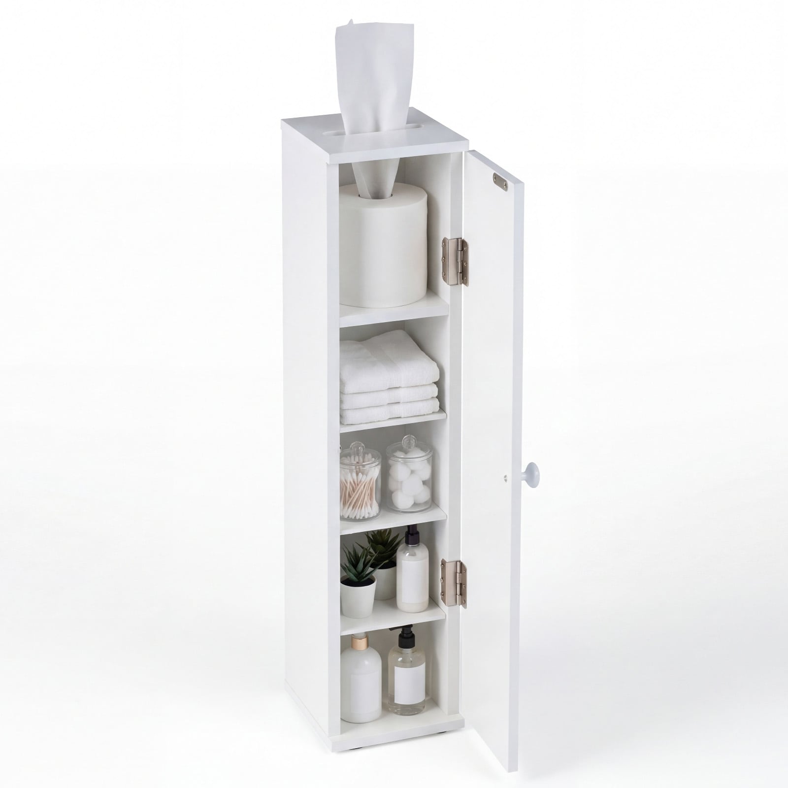 Gymax Bathroom Storage Floor Cabinet With 4 Shelves White See Details