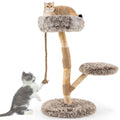 Gymax Solid Wood Cat Tower Modern Cat Scratching Tree W Luxurious Natural