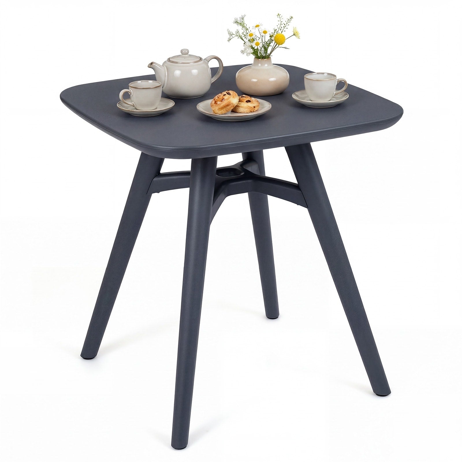 Gymax Square Outdoor Dining Table All Weather Plastic Patio Bistro