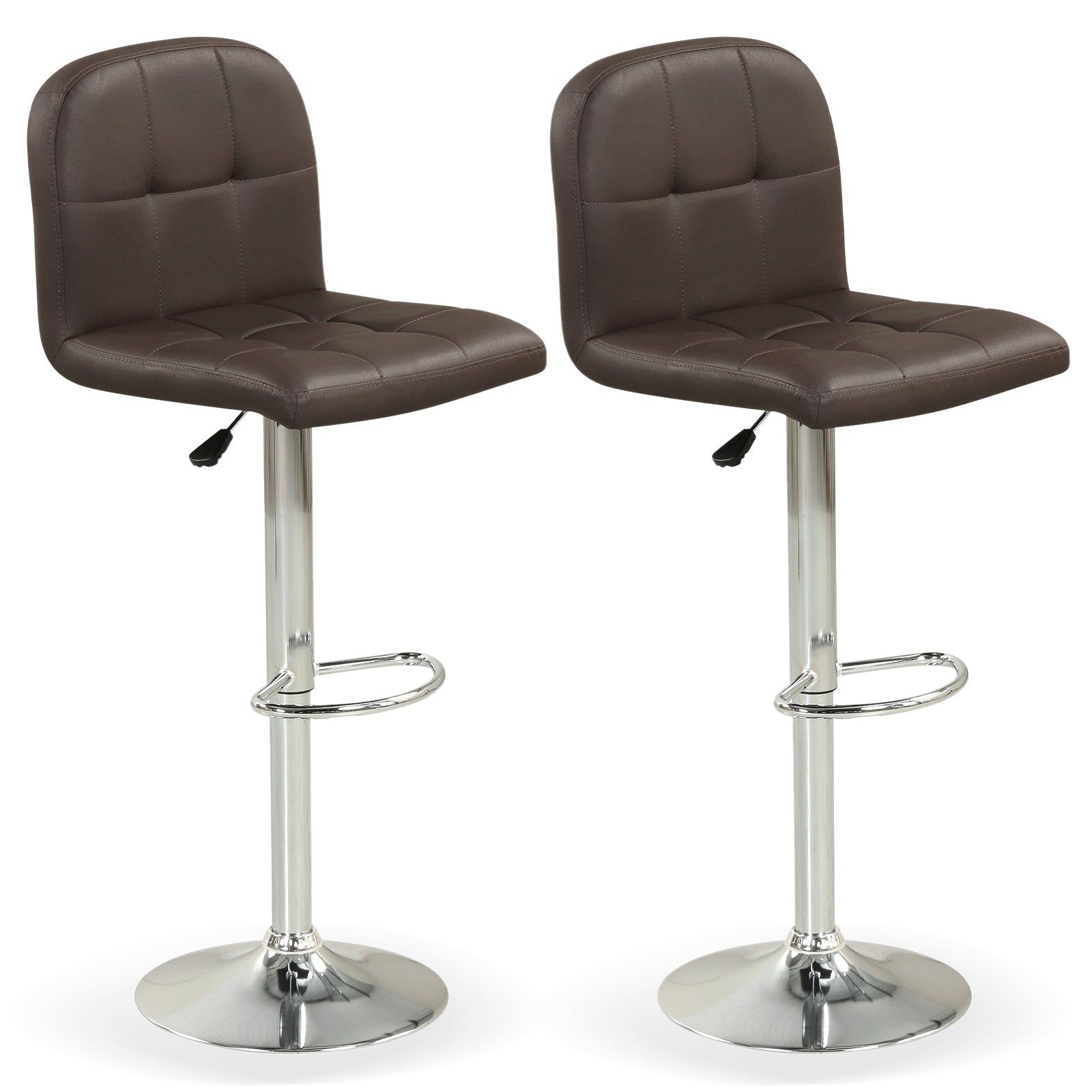 Gymax Swivel Bar Stools Set Of 2 W Backrests Footrests Metal Base