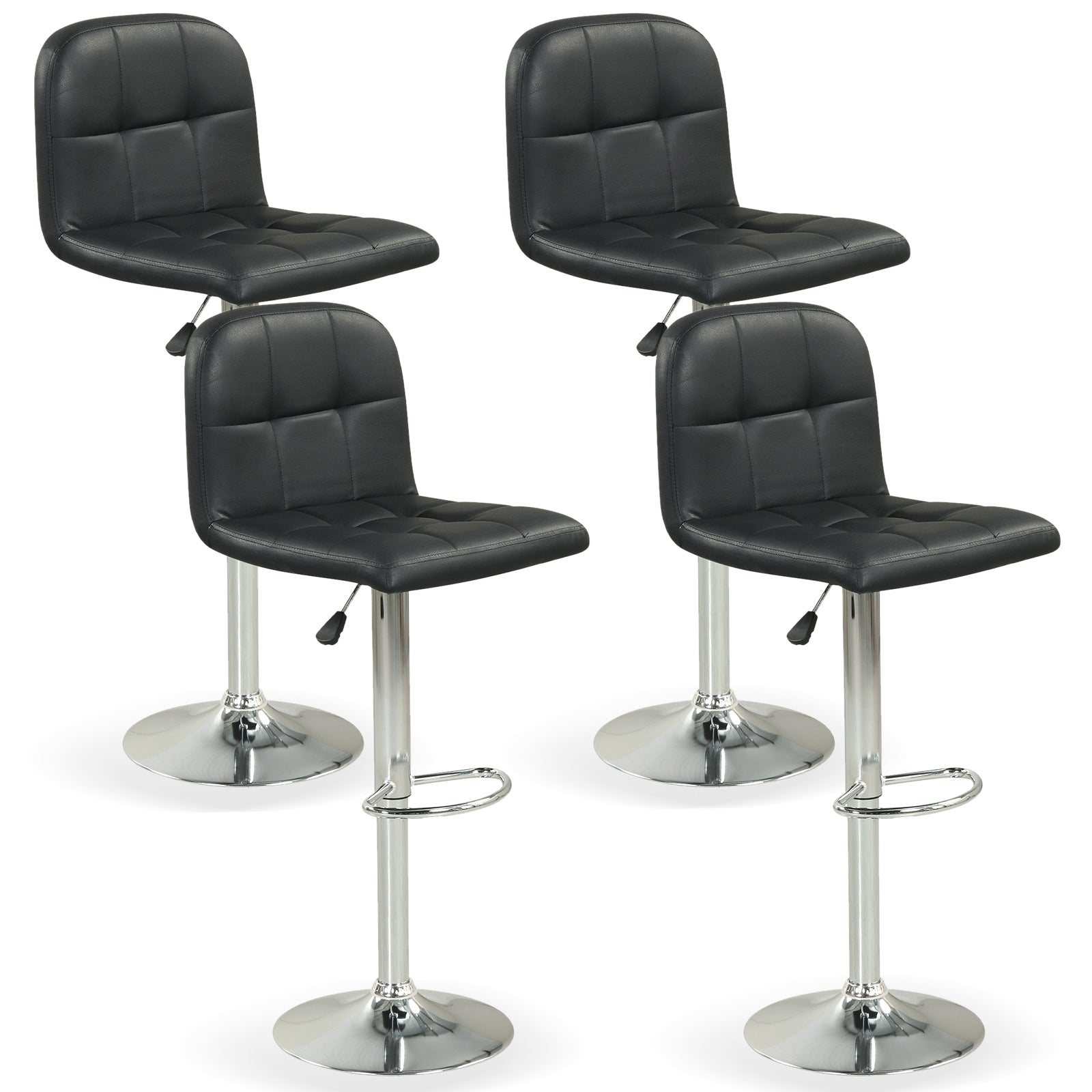 Gymax Swivel Bar Stools Set Of 4 W Backrests Footrests Metal Base