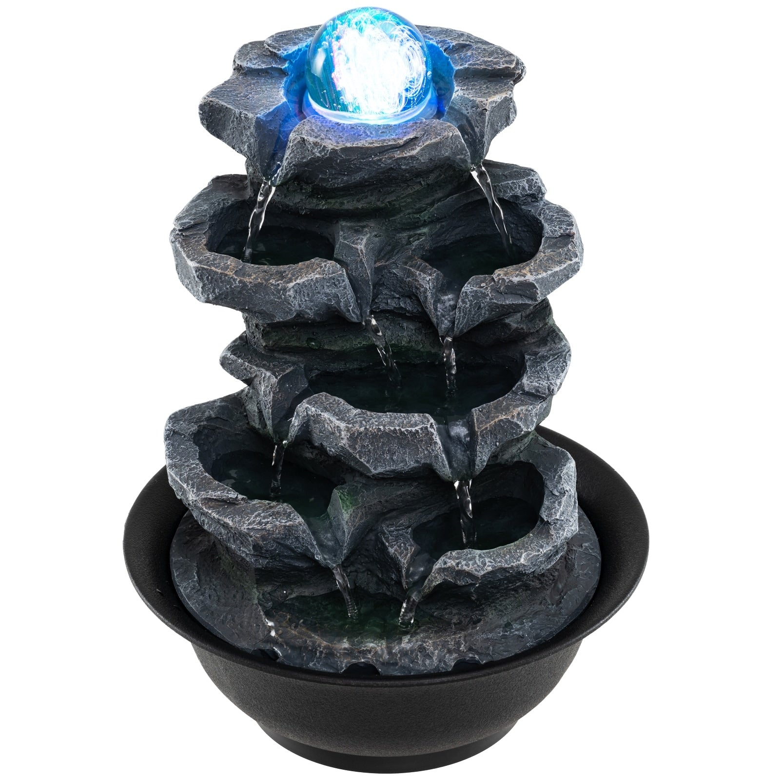 Gymax Tabletop Water Fountain W Rolling Crystal Ball Color Changing
