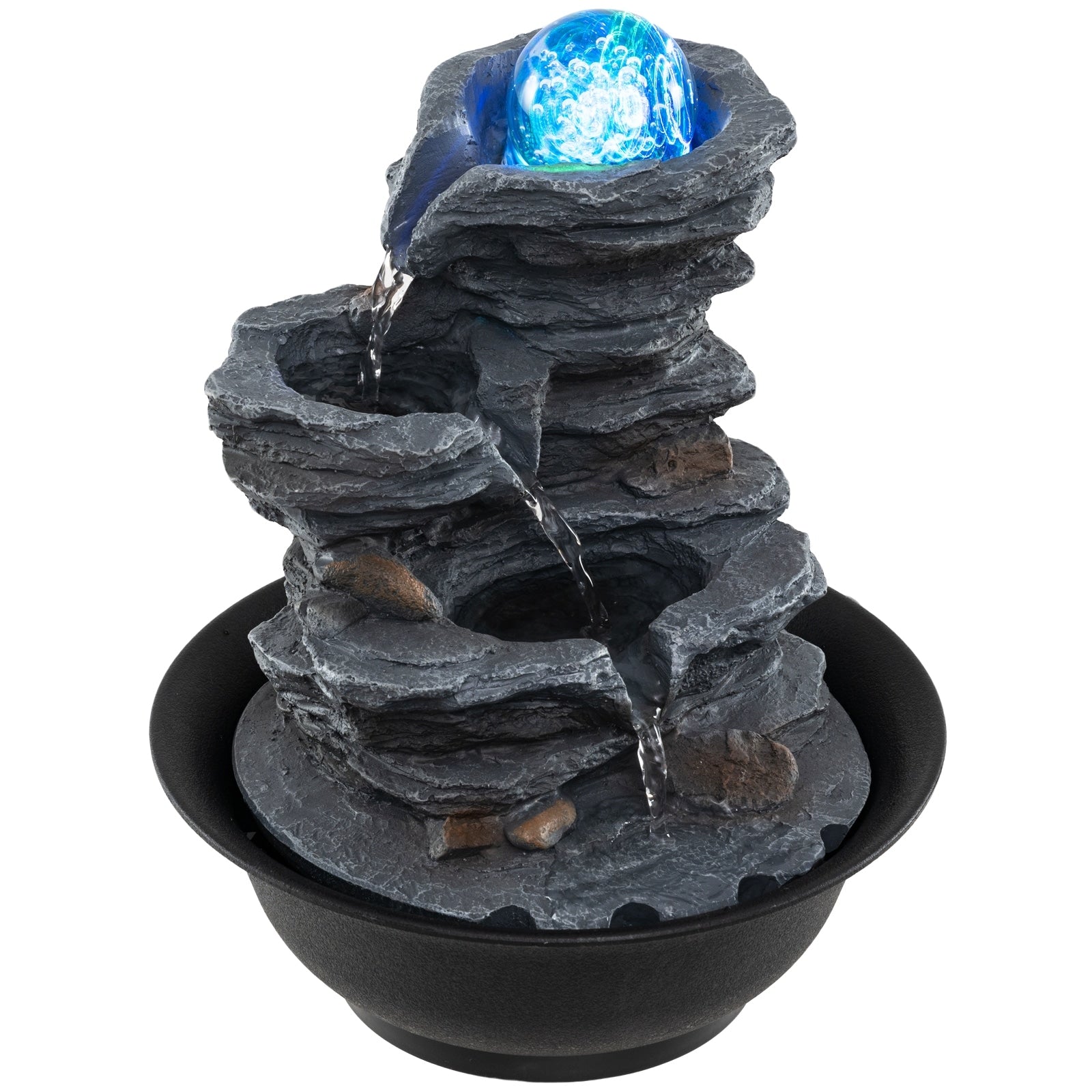 Gymax Tabletop Water Fountain W Rolling Crystal Ball Color Changing