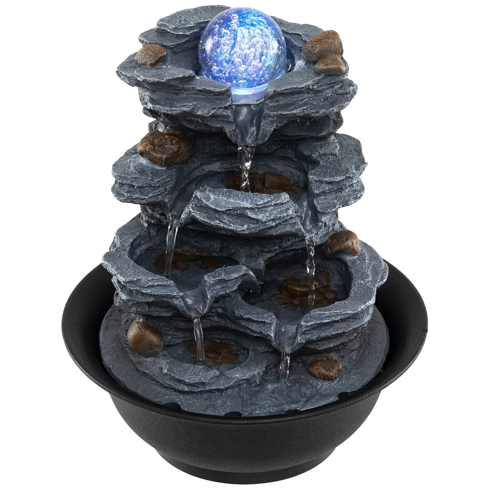 Gymax Tabletop Water Fountain W Rolling Crystal Ball Color Changing