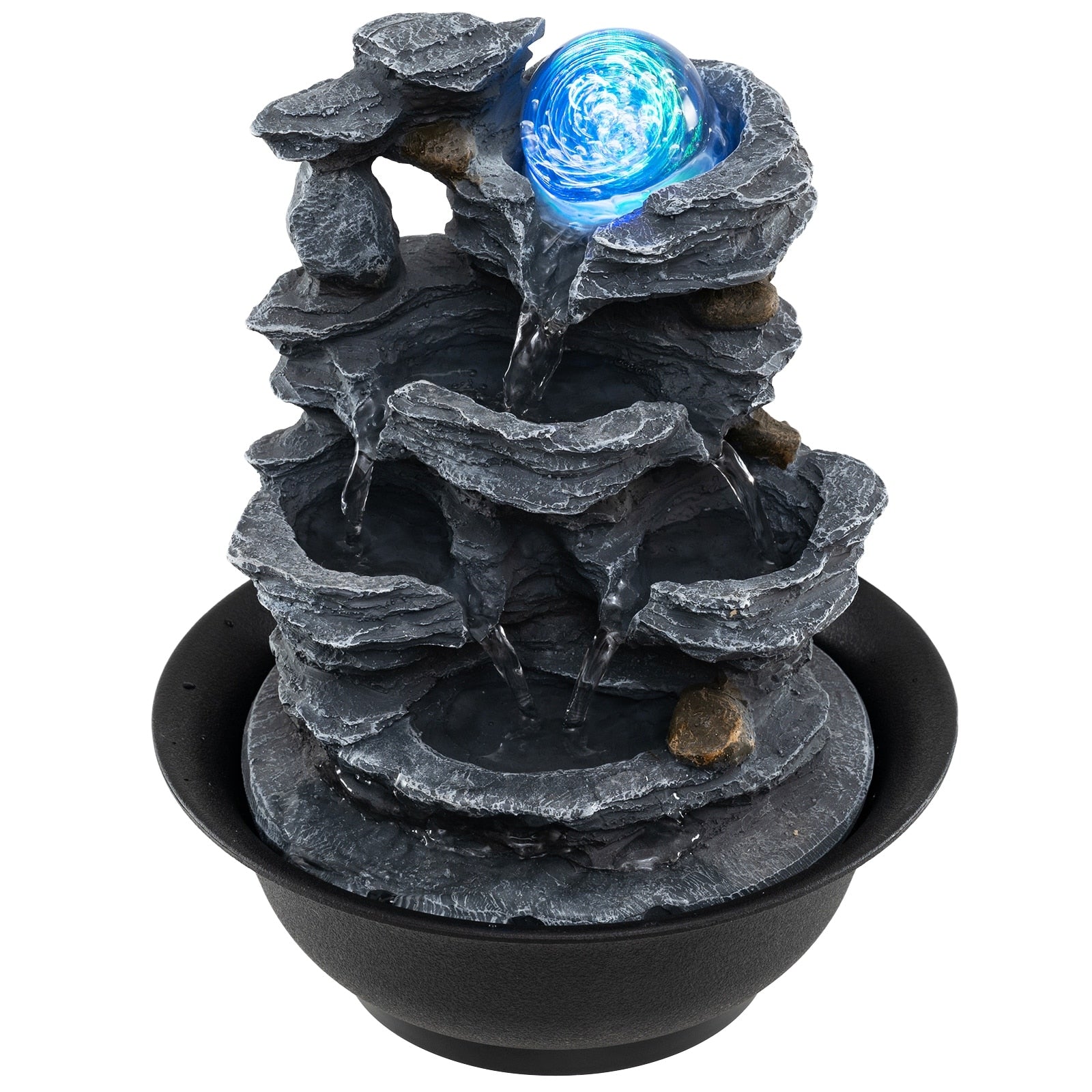 Gymax Tabletop Water Fountain W Rolling Crystal Ball Color Changing