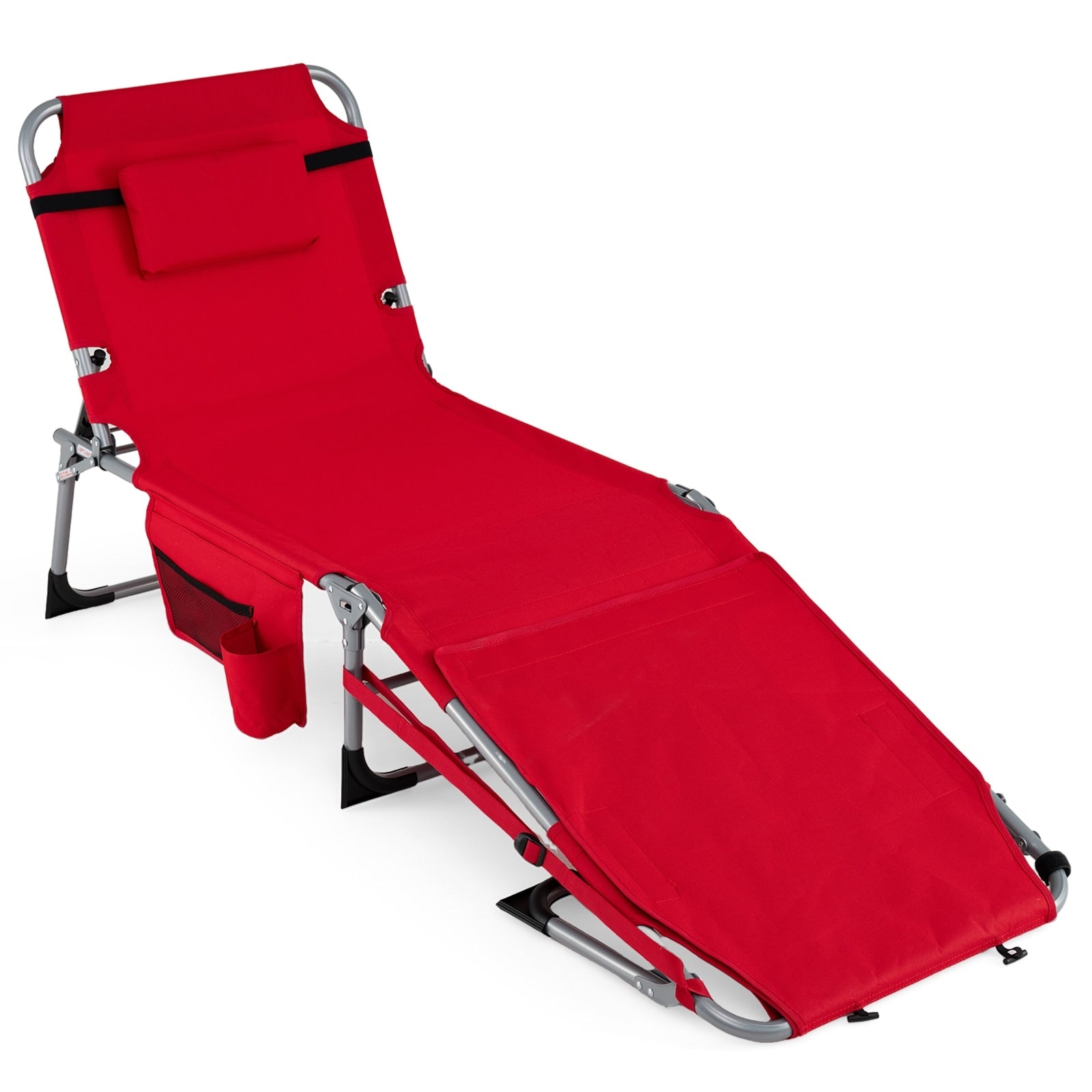 Gymax Tanning Chair W Face Arm Holes 4 Level Backrest Head Pillow