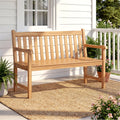 Gymax Teak Porch Bench 2 Person Solid Wood Garden Patio Bench W