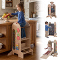 Gymax Toddler Step Stool Kids Kitchen Standing Tower W Adjustable Natural