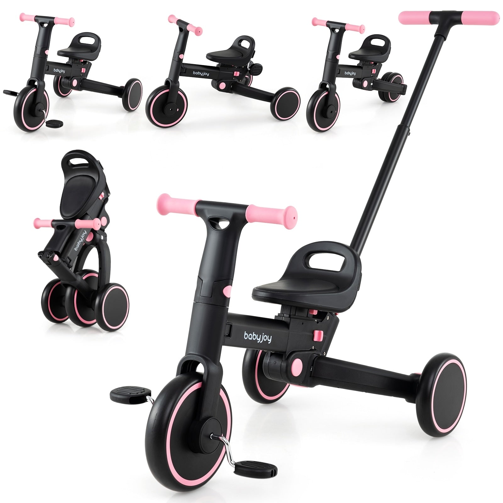 Gymax Toddler Tricycle W Push Handle Adjustable Seat Removable Pedal