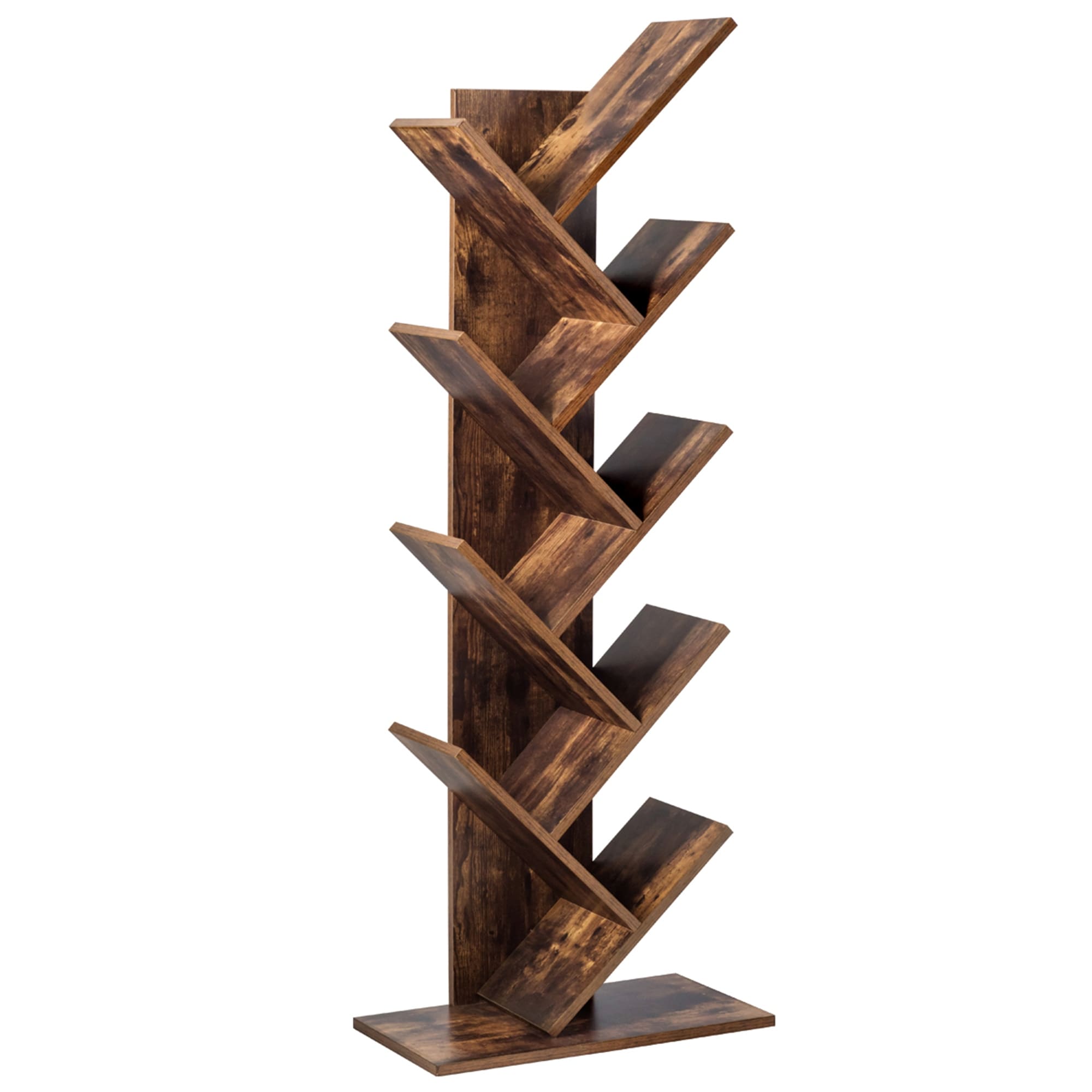 Gymax Tree Bookshelf 8 Tier Bookcase Free Standing Book Rack Display 34 L X 11 W X 37 H