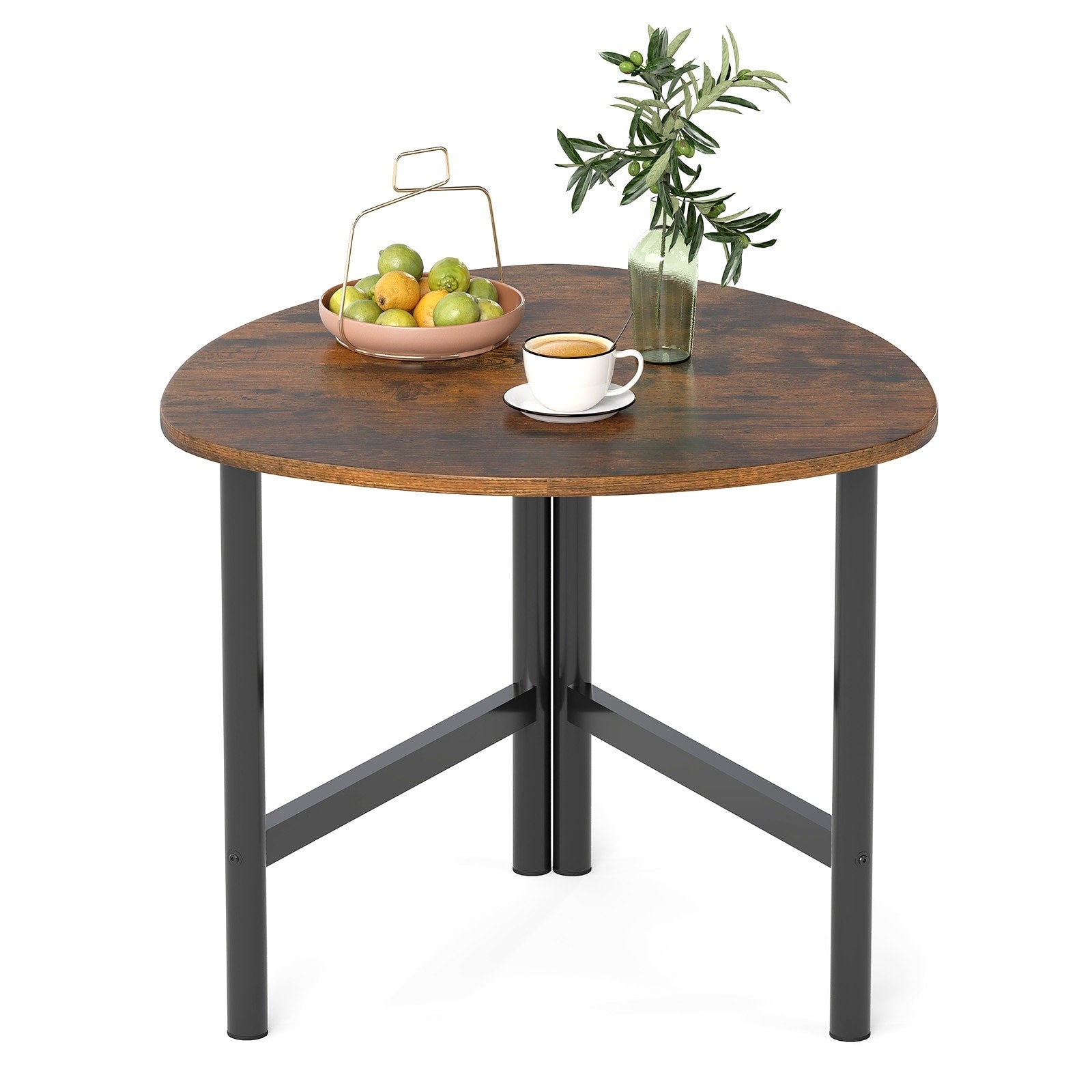 Gymax Triangle Coffee Table W Metal Legs Industrial Center Table For