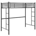 Gymax Twin Metal Loft Bed Frame W 2 Ladders Full Length Guardrail