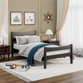 Gymax Twin Size Platform Bed Frame Foundation W Headboard Wood Slat Espresso