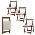 Gymax Upholstered Dining Chair Set Of 4 W Curved Backrest Rubber Wood