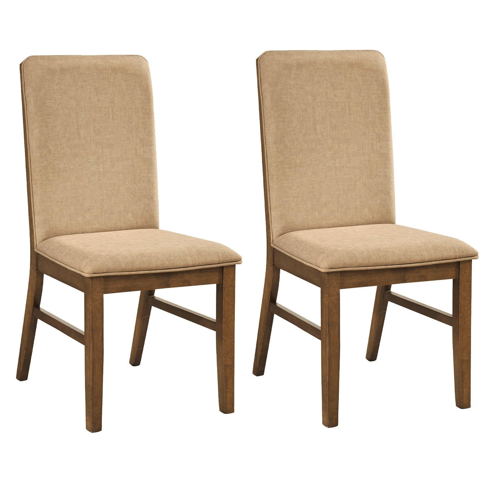 Gymax Upholstered Dining Chairs Set Of 2 W Solid Rubber Wood Legs For