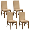 Gymax Upholstered Dining Chairs Set Of 4 W Solid Rubber Wood Legs For