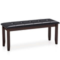 Gymax Upholstered Pu Dining Room Bench Solid Wood Button Tufted Dining Cherry See Details