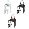 Gymax Vanity Dressing Table Set W Removable Box 10 Dimmable Bulbs Touch Switch White Brown Black