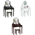 Gymax Vanity Table Set W 10 Light Bulbs And Touch Switch Makeup Dressing Table White Brown Black