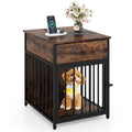 Gymax Versatile Dog Crate W Charging Station Storage Drawer Lockable