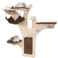 Gymax Wall Mounted Cat Tower W Perch Hammock Sisal Scratching Posts Natural Brown