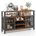 Gymax Wine Bar Cabinet 55 Inch Buffet Sideboard With 8 Bottle Wine