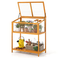 Gymax Wood Cold Frame Greenhouse W Transparent Openable Roof Slatted
