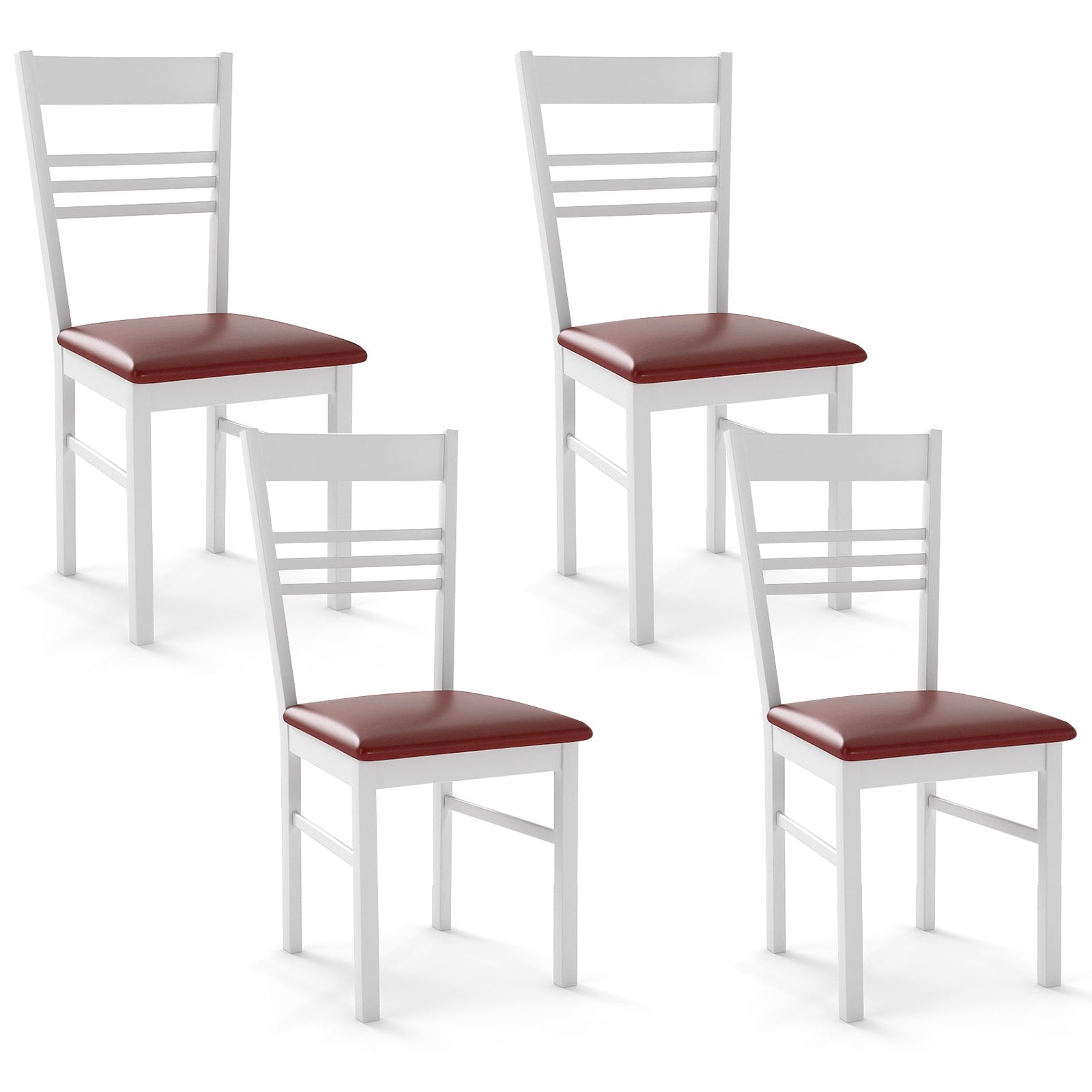 Gymax Wood Dining Chairs Set Of 4 W Rubber Wood Frame Padded Seat