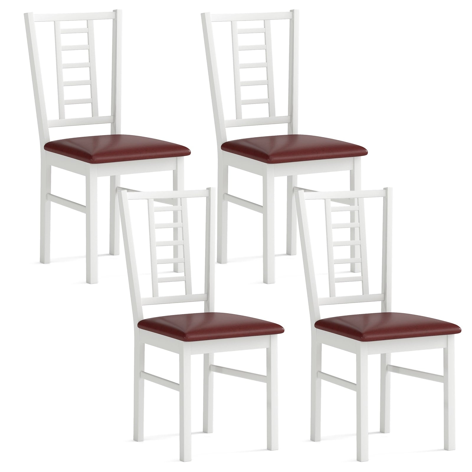Gymax Wood Dining Chairs Set Of 4 W Rubber Wood Frame Padded Seat