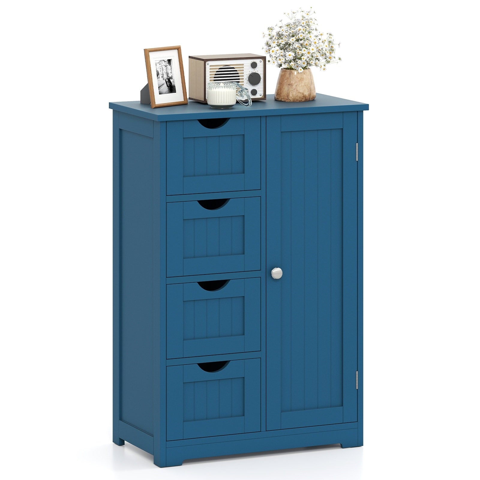 Gymax Wooden 4 Drawer Freestanding Bathroom Floor Cabinet Storage