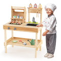 Gymax Wooden Barbecue Grill Playset W Play Food Grilling Tools