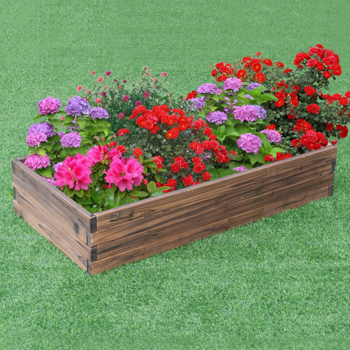 Gymax Wooden Raised Garden Bed Kit Elevated Planter Box For Growing Herbs Vegetable As Pic