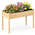 Gymax Wooden Raised Garden Bed W Legs Liner Drainage Holes Large