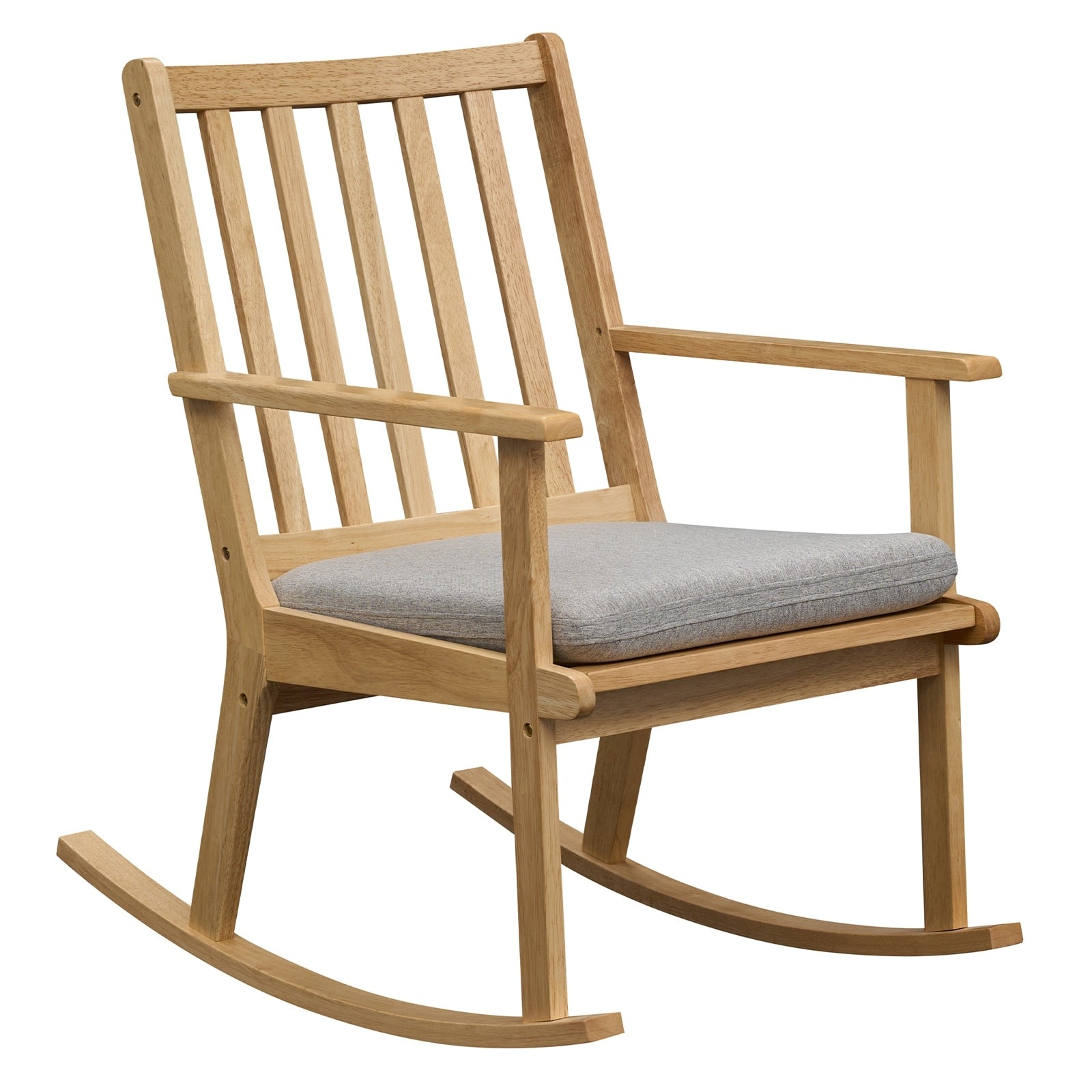 Gymax Wooden Rocking Chair W Removable Cushion Ergonomic Slatted