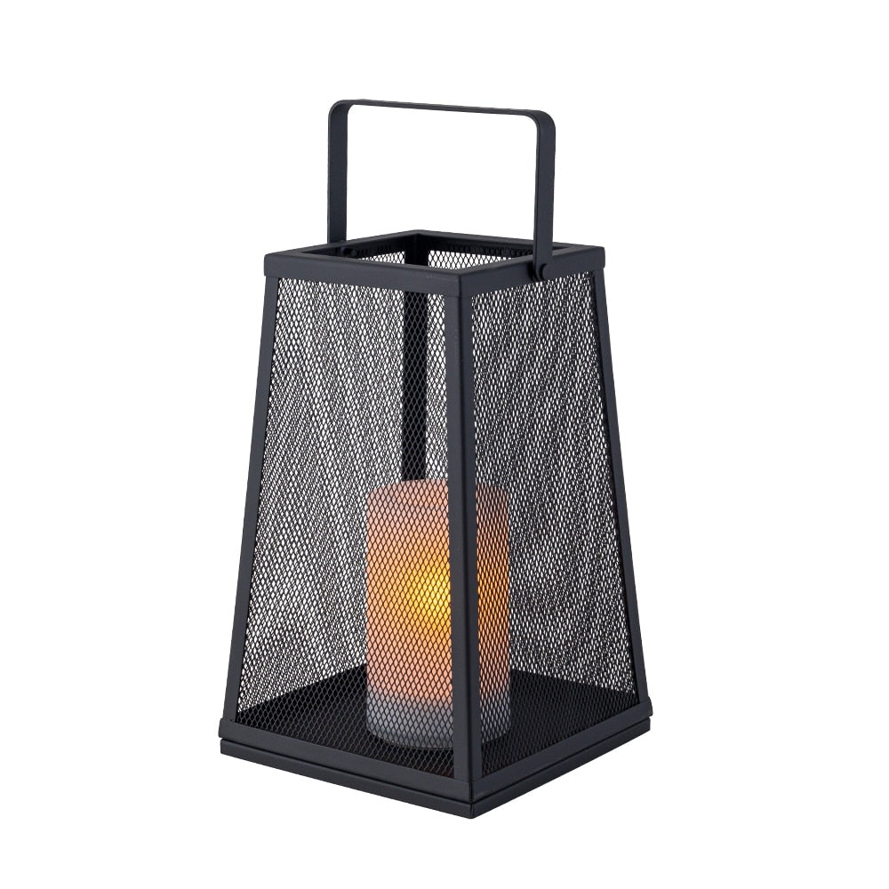 H10 Solar Outdoor Lantern With Flickering Candle Light Modern Metal Mesh With Solar Powered Lantern For Garden Deck Pathway