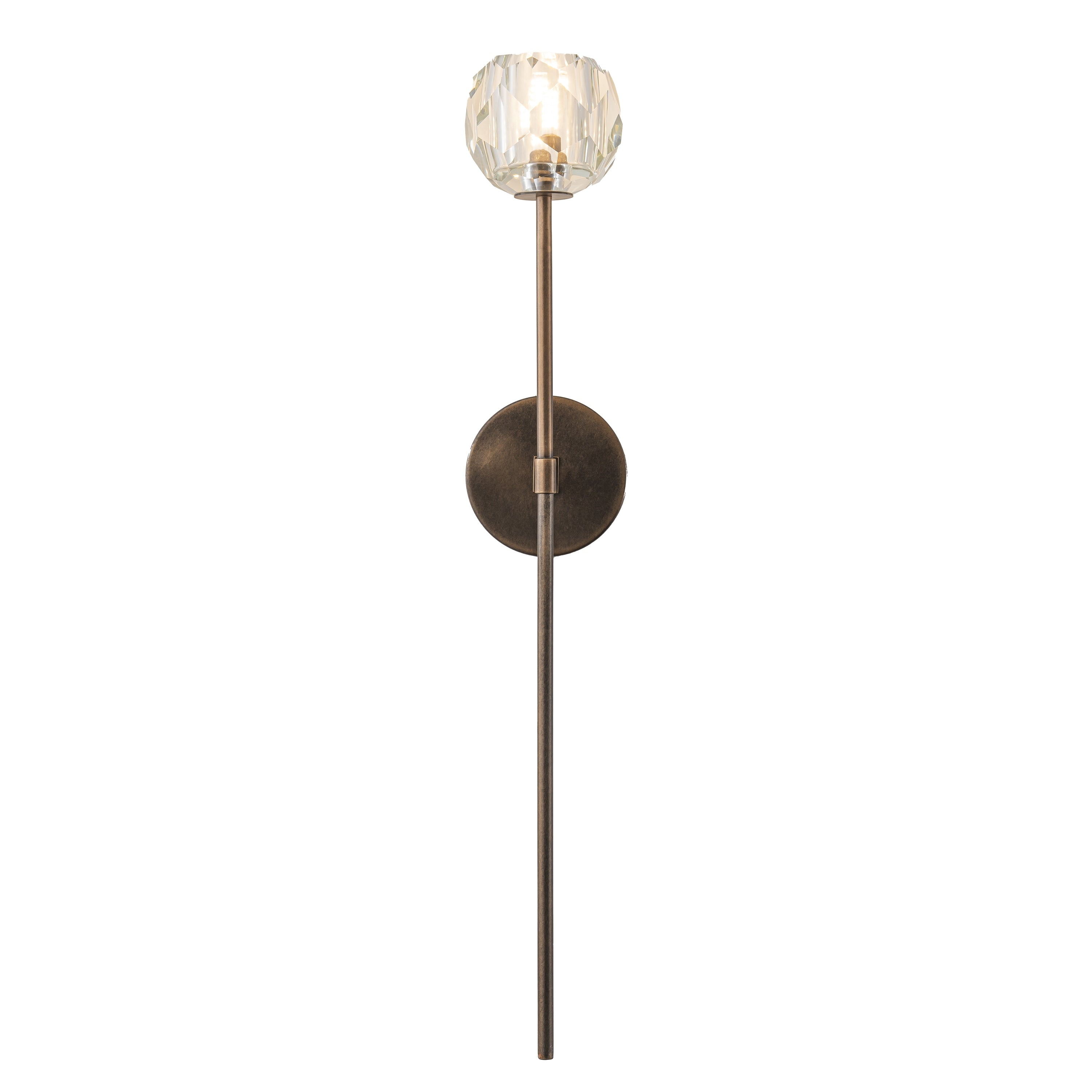 H28 Antique Bronze Vertical Wall Lamp With Faceted K9 Crystal Modern Crystal Wall Sconce For Bathroom Hallway W6