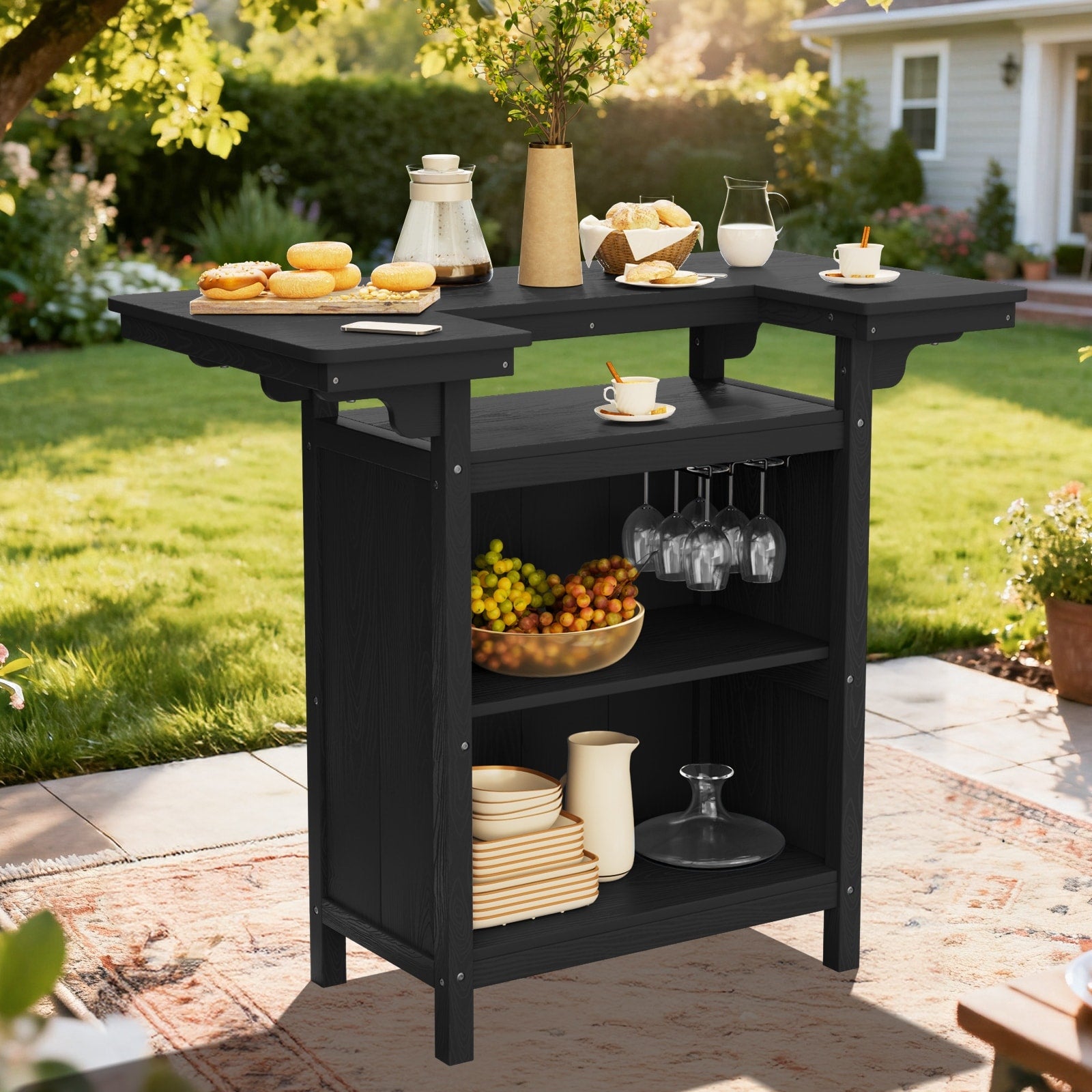 Hdpe Indoor Outdoor Bar Table With Storage Shelves